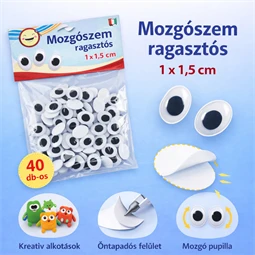 Mozgó szem ovál 10x15mm 40db/csomag öntapadós
