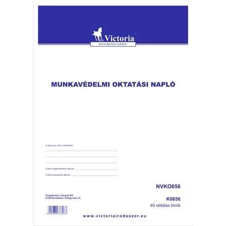 Munkavédelmi oktatási napló A/4 VICTORIA, 40oldal