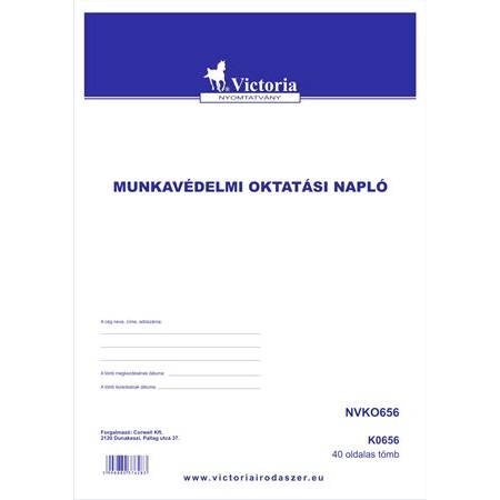 Munkavédelmi oktatási napló A/4 VICTORIA, 40oldal
