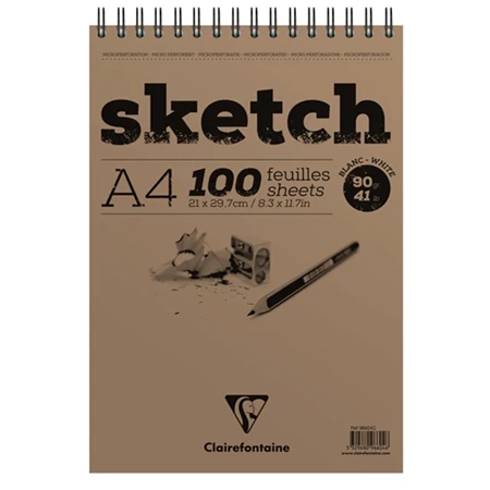 Művészeti rajztömb A/4 100 lap Clairefontaine Sketch, spirálozott fehér vázlatokhoz 90g