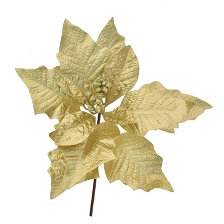 Művirág mikulásvirág betűzős textil 12cm arany