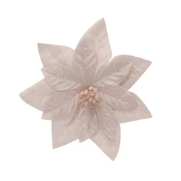 Művirág mikulásvirág csipeszes, textil, 16 cm, rózsaszín
