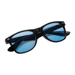 Napszemüveg fekete kerettel, UV 400 védelem, kék színű lencse
