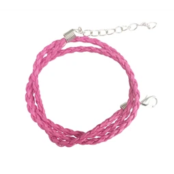 Nyaklánc alap fonott bőr pink 1db