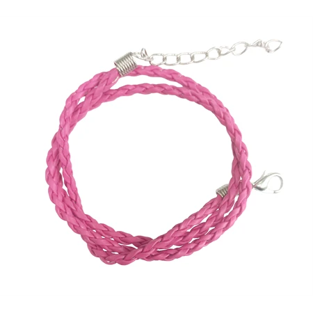 Nyaklánc alap fonott bőr pink 1db