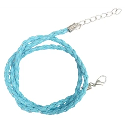 Nyaklánc alap fonott bőr világoskék 1db