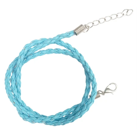 Nyaklánc alap fonott bőr világoskék 1db