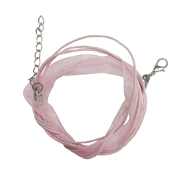 Nyaklánc organza szalagos rózsaszín