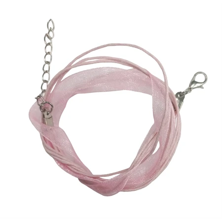 Nyaklánc organza szalagos rózsaszín