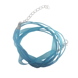 Nyaklánc organza szalagos vil.kék