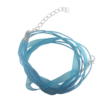 Nyaklánc organza szalagos vil.kék