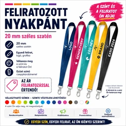 Nyakpánt FELIRATOZVA 20mm széles, karabínerrel 100-199 db