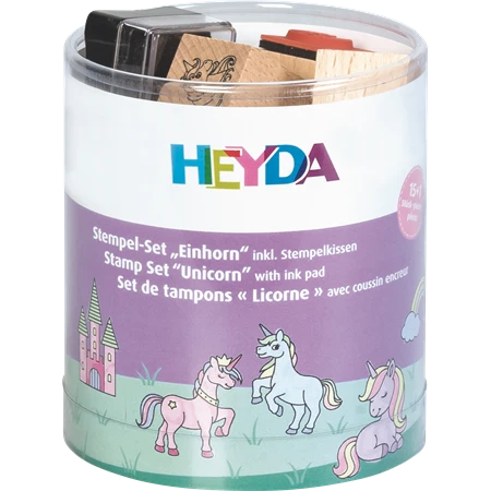 Nyomda készlet HEYDA gyermekeknek + fekete bélyegző párna 15db/készlet Unikornis