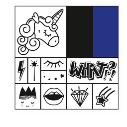 Nyomda szett fa 12db/csomag Unikornis fa bélyegzőkészlet, 12 fa bélyegzővel és 2 bélyegzőpárnával fekete és kék