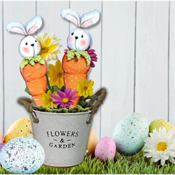 Nyomtatott dekorkarton 2mm vastag 13cm, Nyuszi répa 2db/csomag