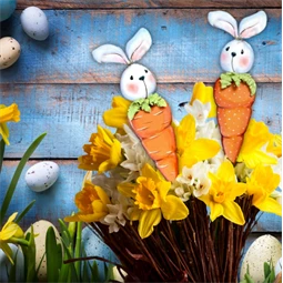 Nyomtatott dekorkarton 2mm vastag 13cm, Nyuszi répa 2db/csomag