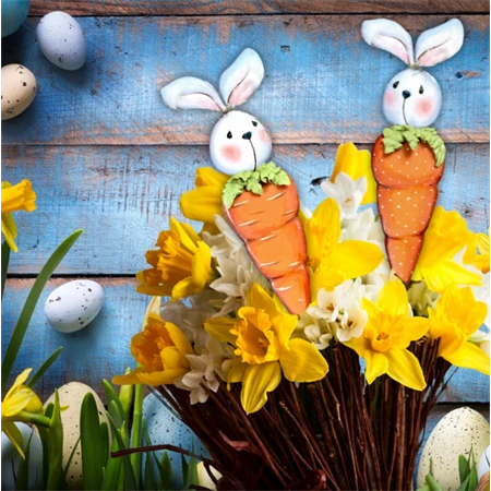 Nyomtatott dekorkarton 2mm vastag 13cm, Nyuszi répa 2db/csomag