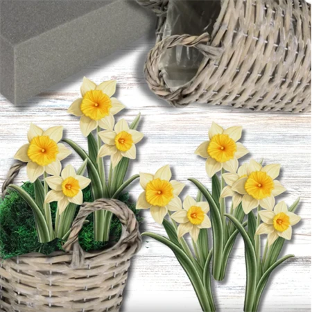 Nyomtatott dekorkarton 2mm vastag 13x6,5cm, Nárcisz 2db/csomag