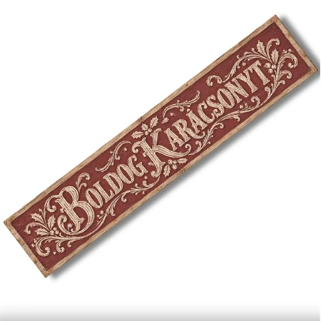 Nyomtatott dekorkarton 2mm vastag, 24x4cm, Boldog Karácsonyt bordó 1db