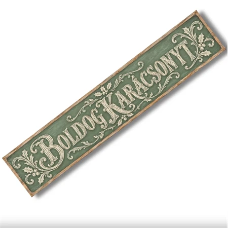 Nyomtatott dekorkarton 2mm vastag, 24x4cm, Boldog Karácsonyt zöld 1db