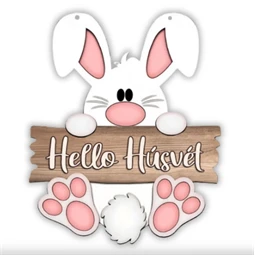 Nyomtatott dekorkarton 2mm vastag 25x20cm, Hello húsvét, nyúl