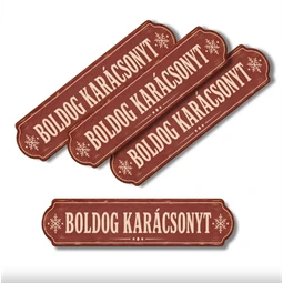 Nyomtatott dekorkarton 2mm vastag, 8x2cm, Boldog Karácsonyt bordó 4db/csomag