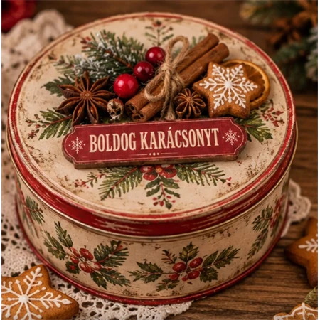 Nyomtatott dekorkarton 2mm vastag, 8x2cm, Boldog Karácsonyt bordó 4db/csomag