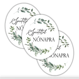 Nyomtatott dekorkarton 2mm vastag 8x6,5cm, Nőnapi ovál tábla, zöld/fekete 3db/csomag