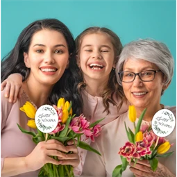 Nyomtatott dekorkarton 2mm vastag 8x6,5cm, Nőnapi ovál tábla, zöld/fekete 3db/csomag