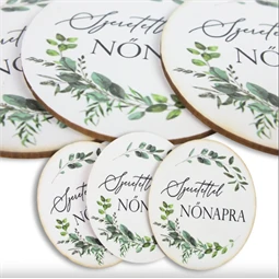 Nyomtatott dekorkarton 2mm vastag 8x6,5cm, Nőnapi ovál tábla, zöld/fekete 3db/csomag