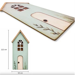 Nyomtatott dekorkarton 2mm vastag 9,5x22,5cm, Menta színű házikó