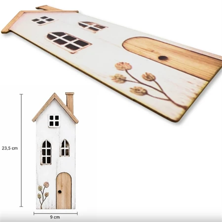 Nyomtatott dekorkarton 2mm vastag 9x23,5cm, Fehér színű házikó