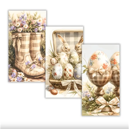 Nyomtatott dekorkarton 2mm vastag 9x5cm, Húsvéti pasztell táblák 3db/csomag