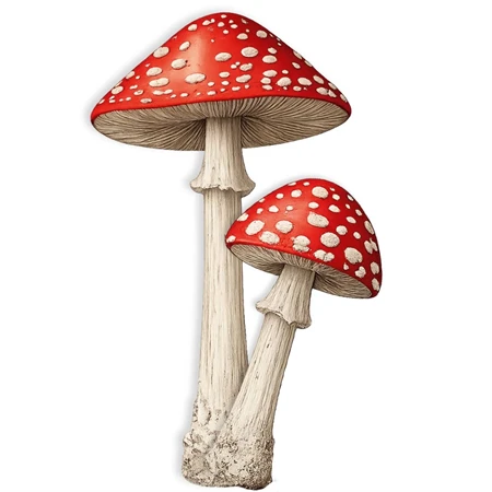 Nyomtatott dekorkarton 2mm vastag Gomba szett - piros 2db Méret: 15x8cm és 10x5cm