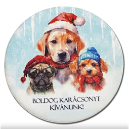 Nyomtatott dekorkarton 2mm vastag, kör 14,8cm, Kutyusok, koszorúközép