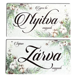 Nyomtatott dekorkarton 5mm vastag, 24,3x13cm, karácsonyi nyitva - zárva tábla 2oldalas