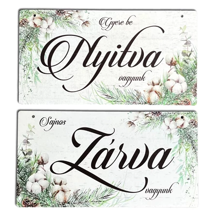 Nyomtatott dekorkarton 5mm vastag, 24,3x13cm, karácsonyi nyitva - zárva tábla 2oldalas