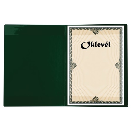 Oklevéltartó A/4 VICTORIA plüss zöld, belül zöld PVC