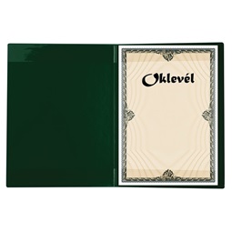 Oklevéltartó A/4 VICTORIA plüss zöld, belül zöld PVC