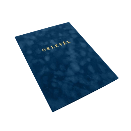 Oklevéltartó A/4 plüss prémium arany nyomattal, BLUERING kék