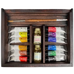 Olajfesték készlet SENNELIER Rive Gauche 12x10ml kiegészítőkkel, fa dobozban