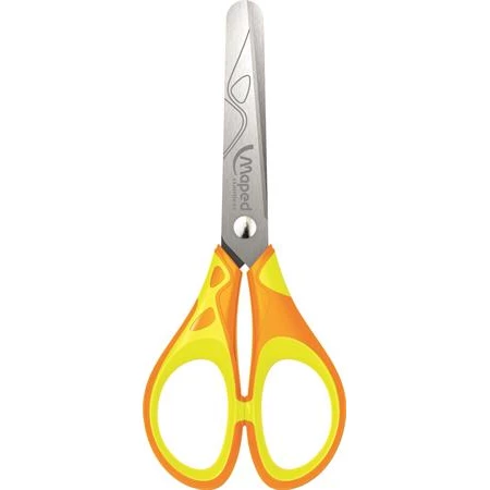 Olló MAPED Soft Neon 13cm iskolai,vegyes színek,bliszteres, benergonomikus puha, gumírozott fogás, lekerekített él