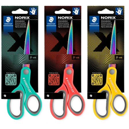 Olló STAEDTLER Norix 965, 21cm-es általános, vegyes színekben, rozsdamentes acél pengék