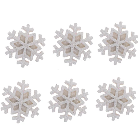 Öntapadó figura hópehely 3,4x3,4x0,5cm 6db/csomag glitteres fehér