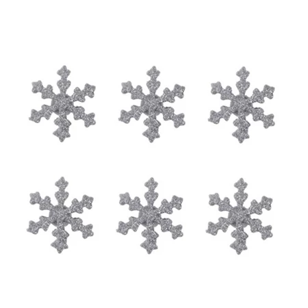 Öntapadó figura hópehely poly 3,4x3,4x0,5cm 6db/csomag ezüst