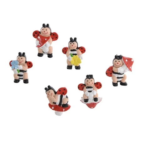 Öntapadó figura katica poly 2,7x2,5x0,7cm 12db/csomag piros-fekete