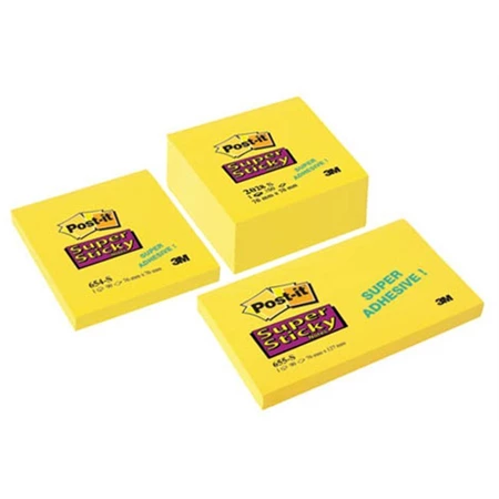 Öntapadó jegyzet 3M Post-it Super Sticky 76x76, 350lap, sárga