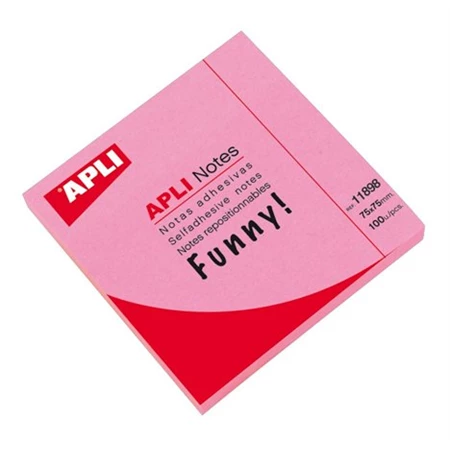 Öntapadó jegyzet APLI neon rózsaszín, 100lap, 75x75mm