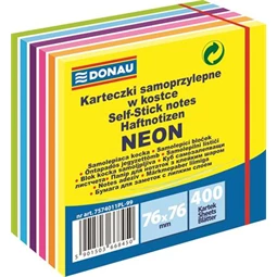 Öntapadó jegyzet DONAU 76x76mm, 400 lap, neon és pasztell színek