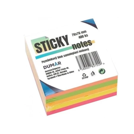 Öntapadó jegyzet Sticky 75x75 400 lap NEON szinek
